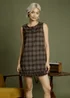 Neon Rose Brown Cotton Check Frill Hem Dress - S Image 1