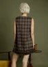 Neon Rose Brown Cotton Check Frill Hem Dress - S Image 2