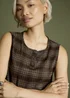 Neon Rose Brown Cotton Check Frill Hem Dress - S Image 3