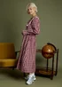 Neon Rose Burgundy Cotton Check V-Neck Midi Tea Dress - S Image 4