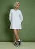 Neon Rose White Cotton Peter Pan Collar Drop Hem Dress - S Image 4