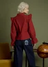 Neon Rose Burgundy Cotton High Ruffle Neck Pintuck Blouse - S Image 2