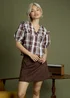 Neon Rose Beige Cotton Layered Scallop Collar Button Front Blouse - XL Image 1