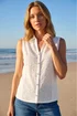 Roman Ivory Broderie Collared Vest Top - 14 Image 1