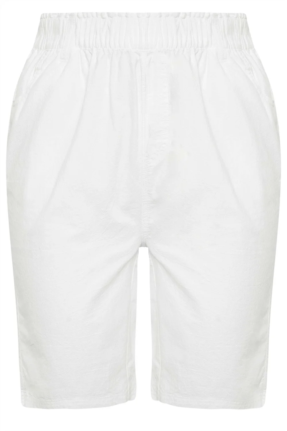 Yours Curve Ivory White Cool Cotton Shorts - 22-24 Image 5
