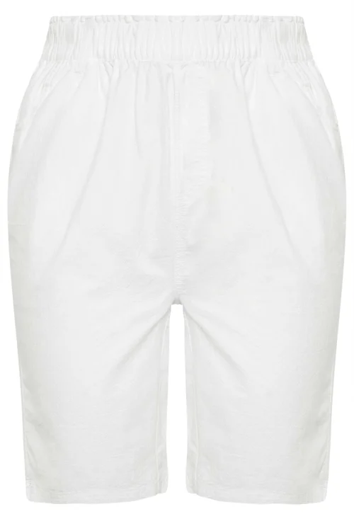 Yours Curve Ivory White Cool Cotton Shorts - 22-24 Image 5