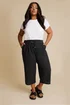 Yours Curve Black Linen Cropped Trousers - 20 Image 2
