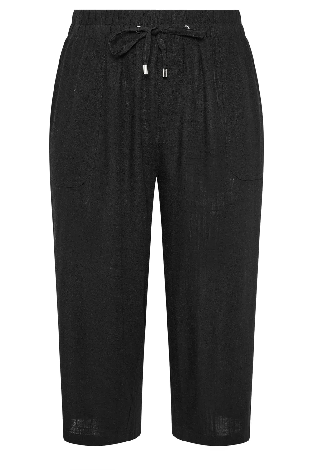 Yours Curve Black Linen Cropped Trousers - 20 Image 5