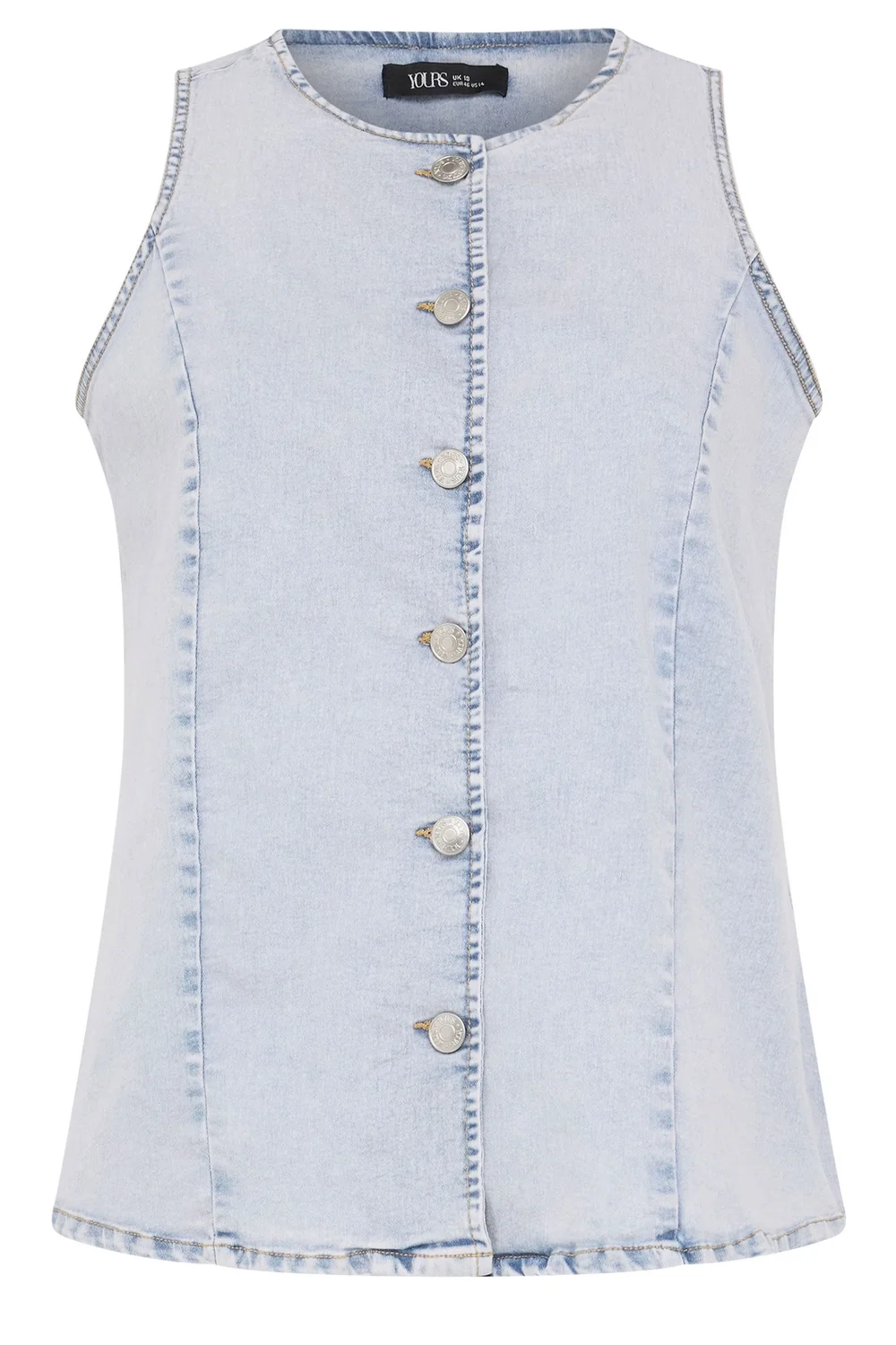 Yours Curve Blue Denim Longline Waistcoat - 20 Image 5