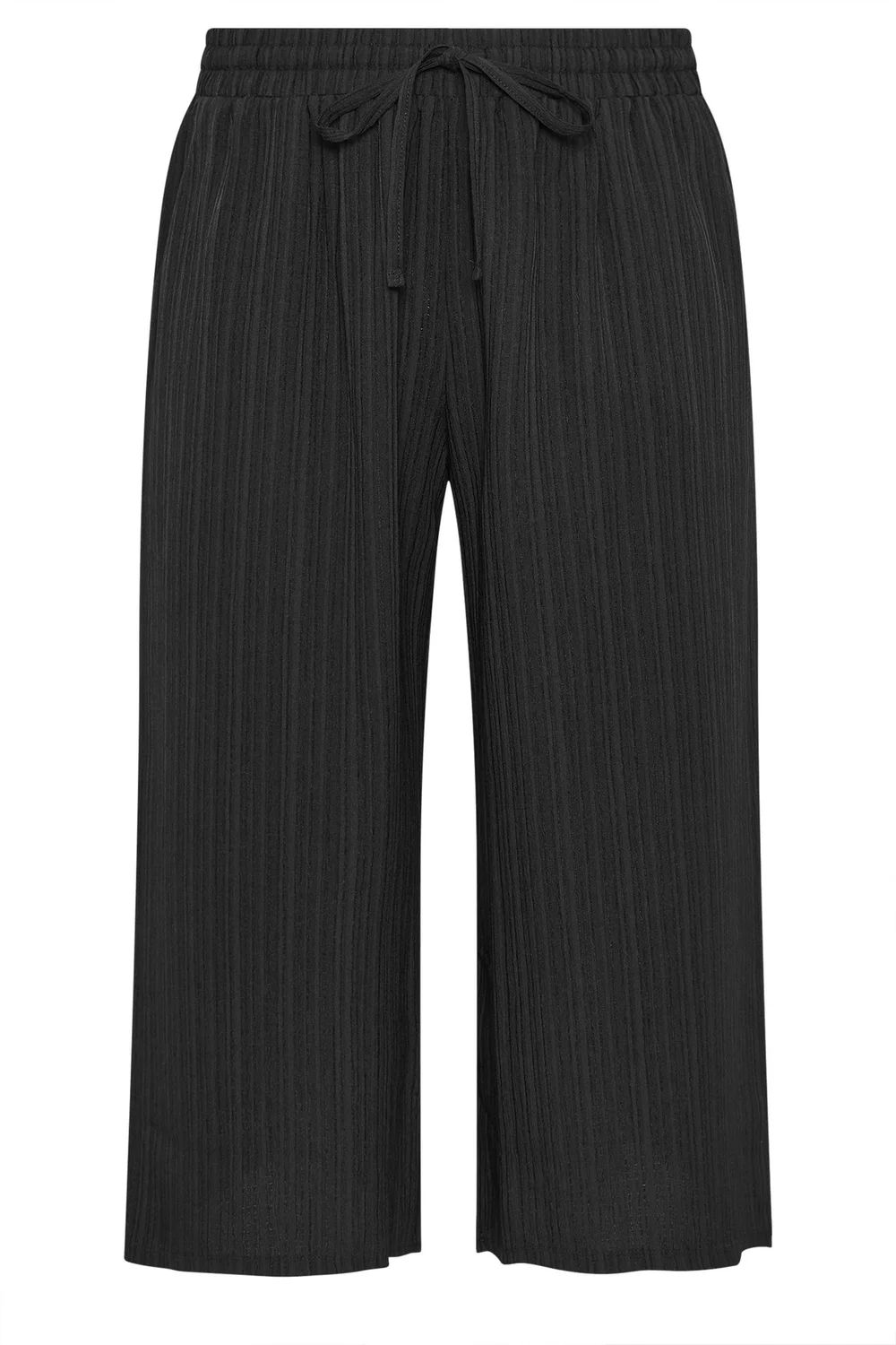 Yours Curve Black Textured Crop Trousers - 22-24 Image 5