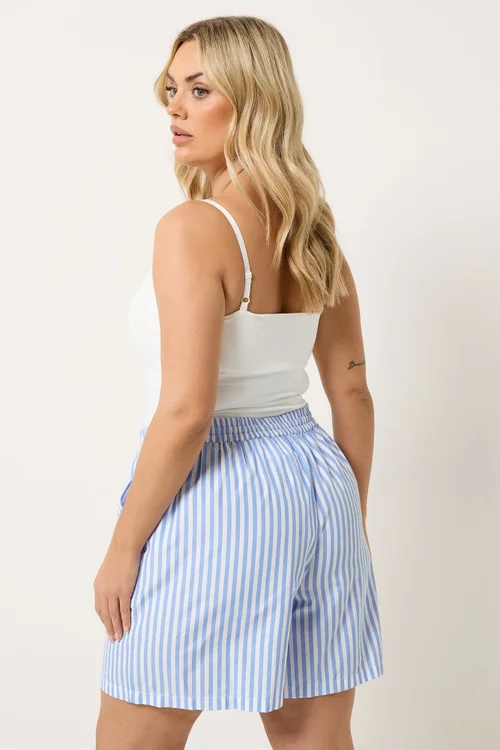 Yours Curve Blue Stripe Shorts - 16 Image 3