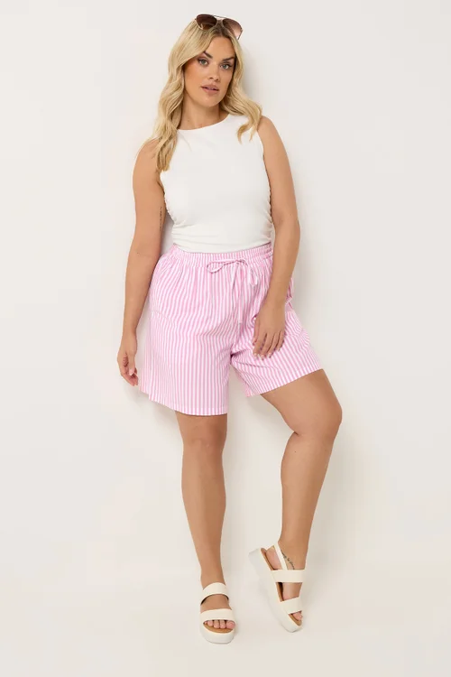 Yours Curve Pink Stripe Shorts - 18 Image 2