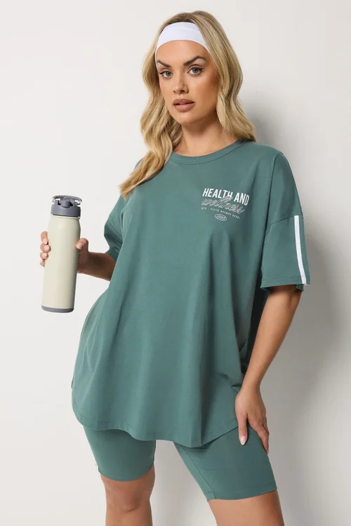 Yours Active Curve Blue 'Health & Wellness' T-Shirt - 20 Image 2