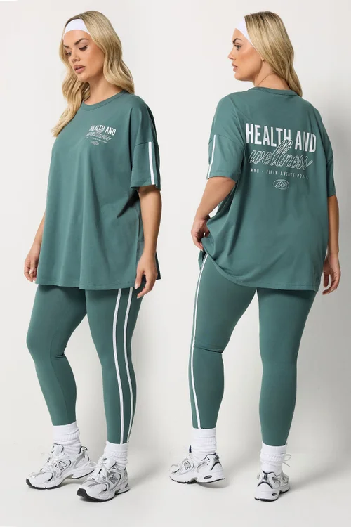 Yours Active Curve Blue 'Health & Wellness' T-Shirt - 20 Image 1