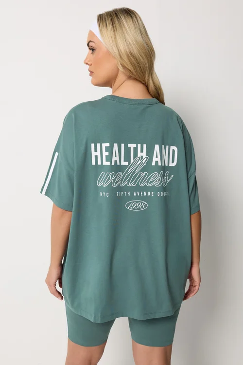 Yours Active Curve Blue 'Health & Wellness' T-Shirt - 20 Image 5