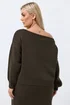 Yours Limited Curve Chocolate Brown Knitted Off Shoulder Jumper - 26-28 Image 3