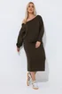 Yours Limited Curve Chocolate Brown Knitted Off Shoulder Jumper - 26-28 Image 2