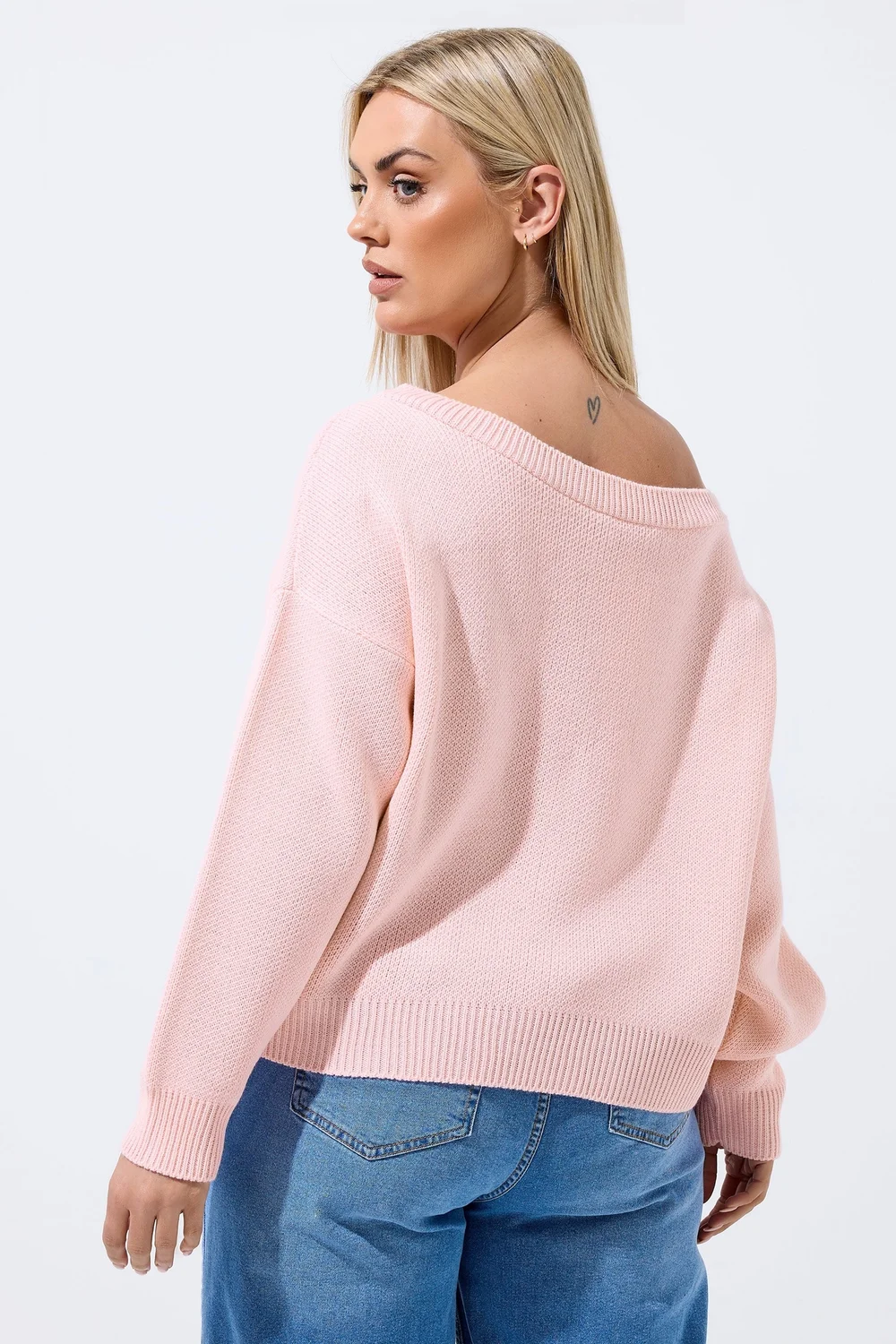 Yours Limited Curve Pink Knitted Off Shoulder Jumper - 18-20 Image 3
