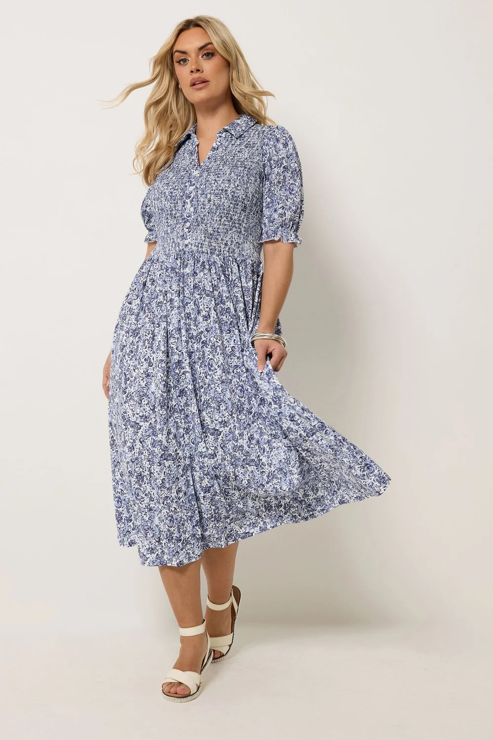 Yours Curve Blue Floral Midi Dress - 18 Image 1