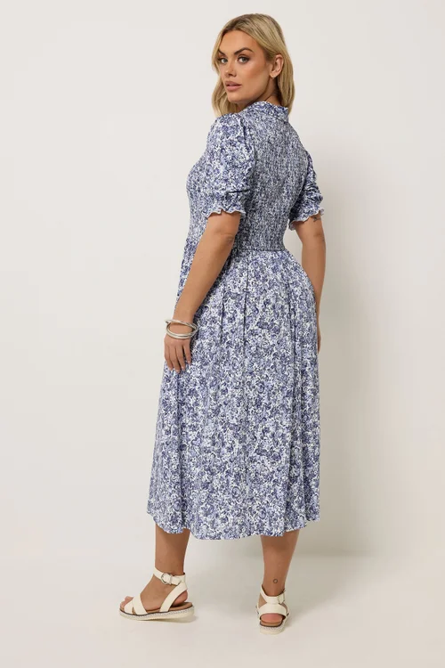 Yours Curve Blue Floral Midi Dress - 18 Image 3