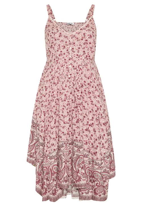 Yours Curve Pink Paisley Print Hanky Hem Dress - 18 Image 5