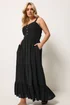 Yours Curve Black Shirred Placket Dress - 22-24 Image 2