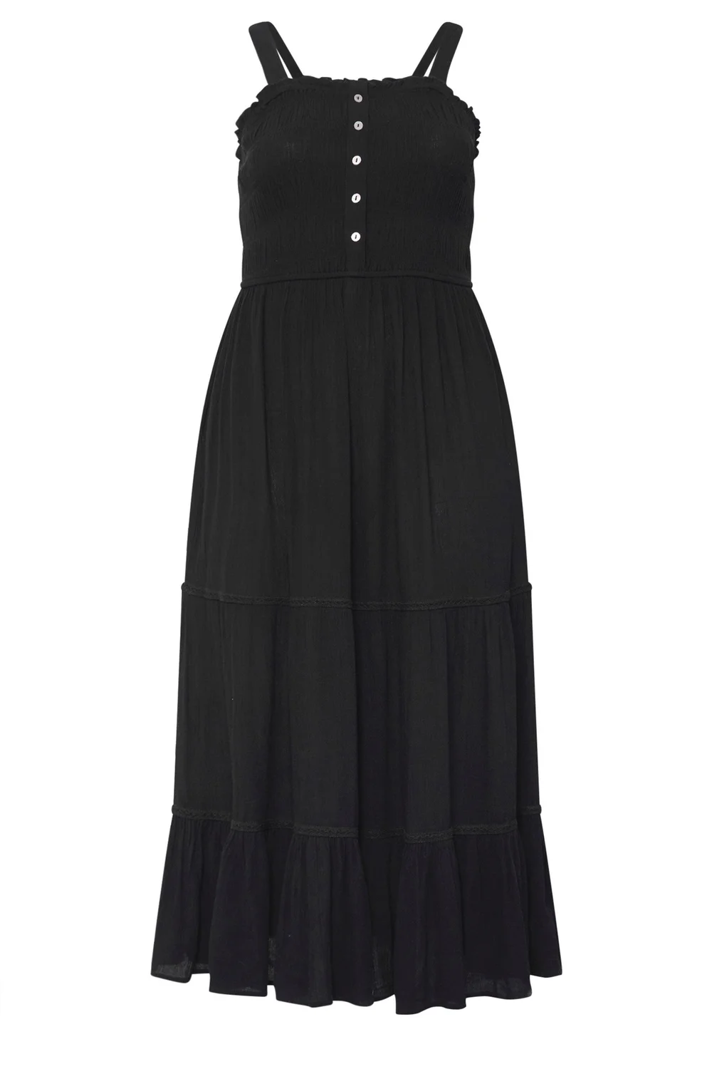 Yours Curve Black Shirred Placket Dress - 22-24 Image 5