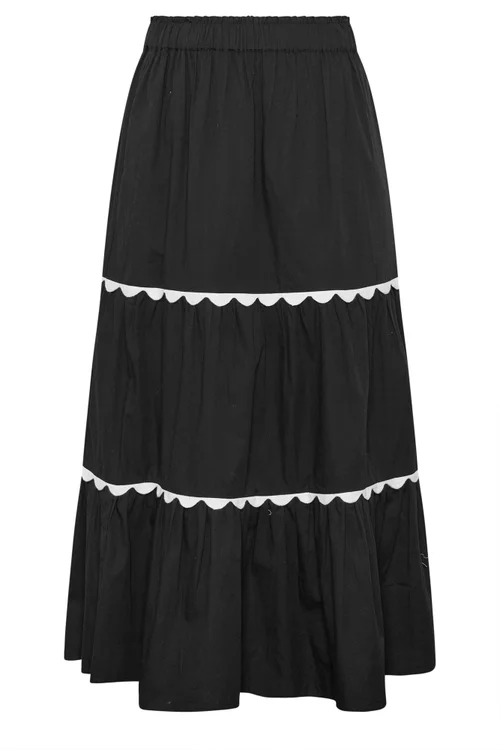 Yours Curve Black Scallop Detail Maxi Skirt - 22-24 Image 5