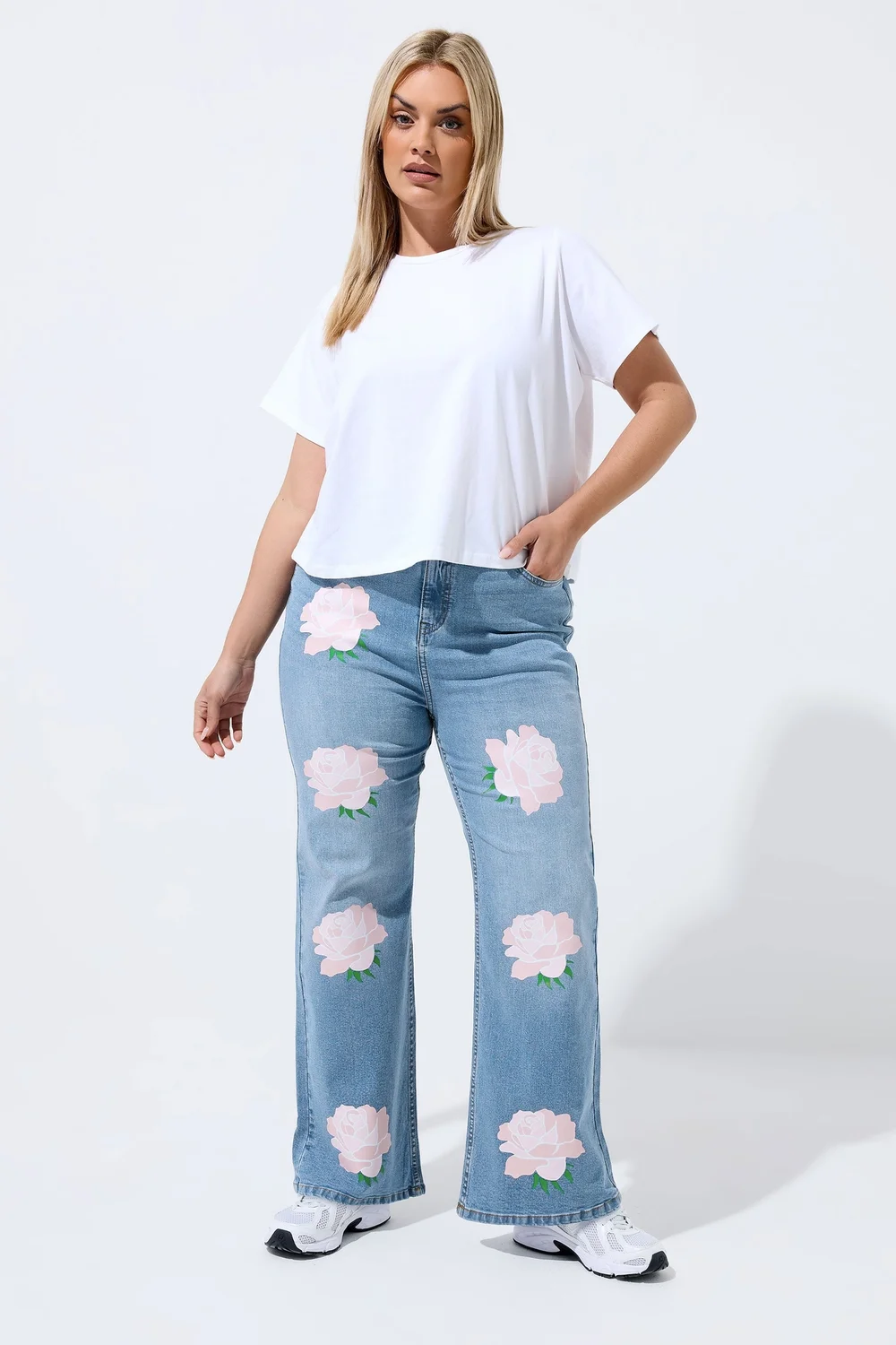 Yours Limited Curve Blue Rose Printed Jeans - 20 Image 2