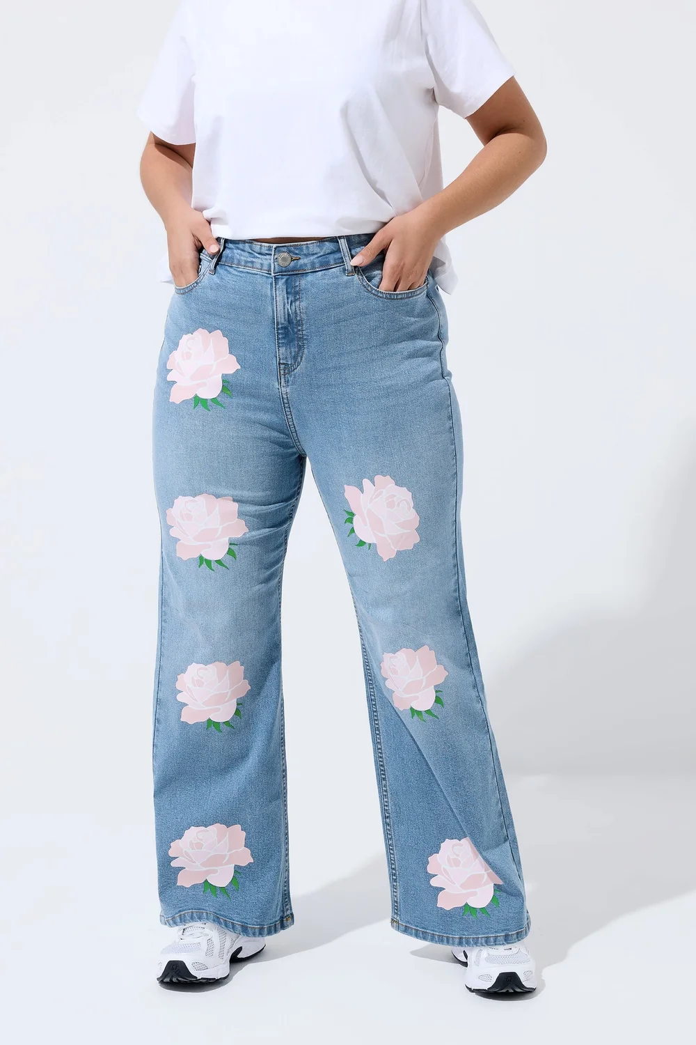 Yours Limited Curve Blue Rose Printed Jeans - 20 Image 1