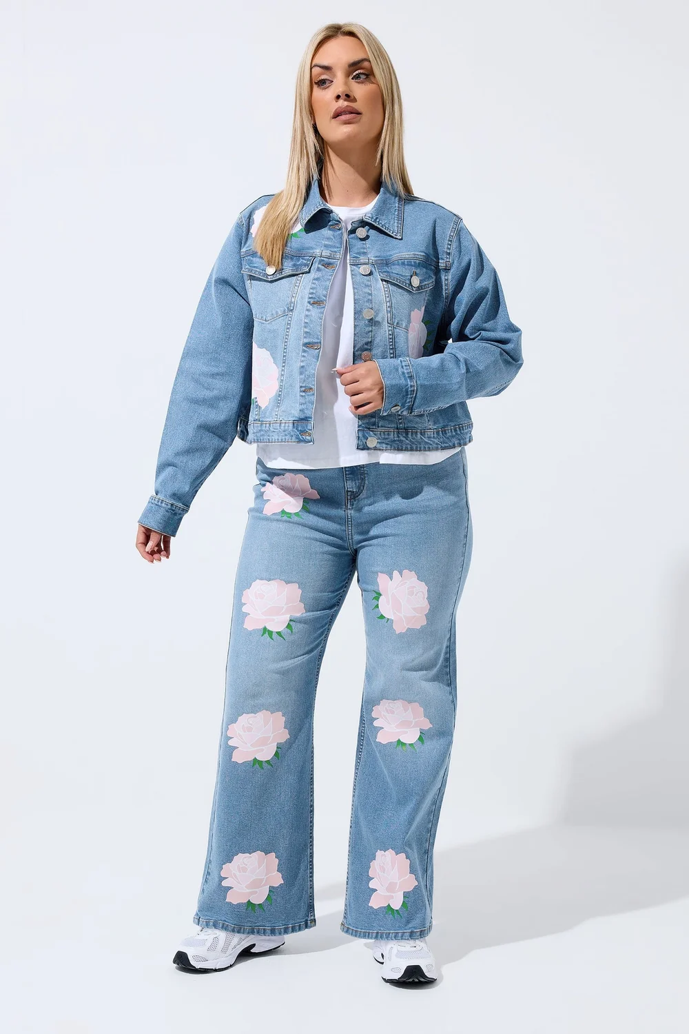 Yours Limited Curve Blue Rose Printed Jeans - 20 Image 3