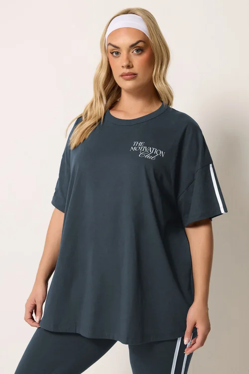 Yours Active Curve Navy Blue 'The Motivation Club' T-Shirt - 18 Image 2