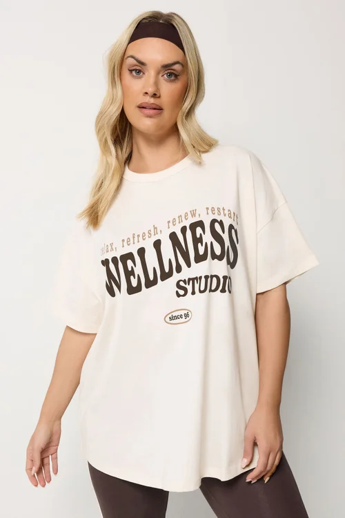 Yours Active Curve Cream Wellness Studio T-Shirt - 30-32 Image 2
