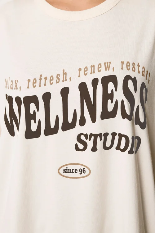 Yours Active Curve Cream Wellness Studio T-Shirt - 30-32 Image 5