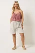 Yours Curve Natural Brown Scallop Trim Shorts - 20 Image 3