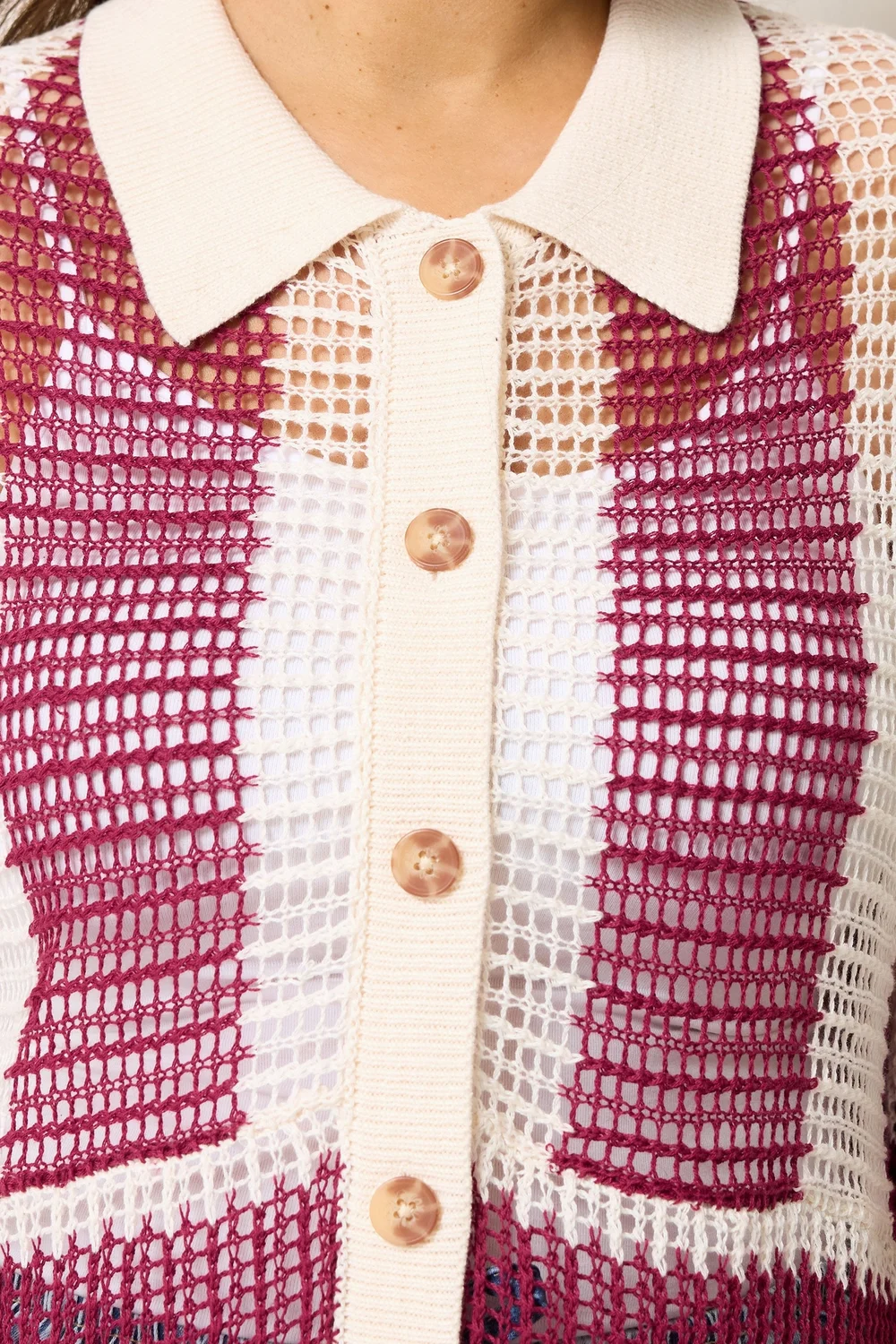 Yours Curve Ivory White Crochet Shirt - 22-24 Image 4