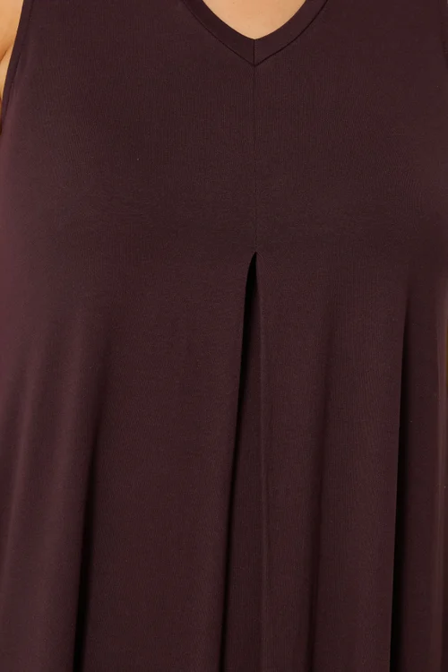 Yours Curve Chocolate Brown Pleat Front Vest Top - 20 Image 4