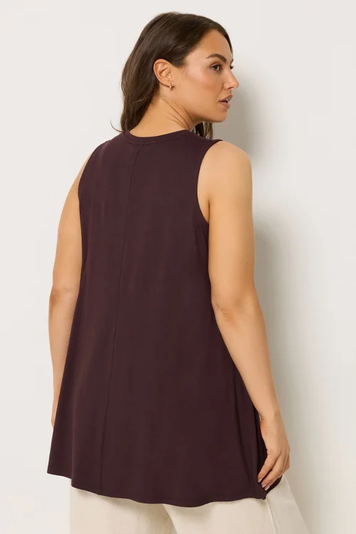 Yours Curve Chocolate Brown Pleat Front Vest Top - 20 Image 3