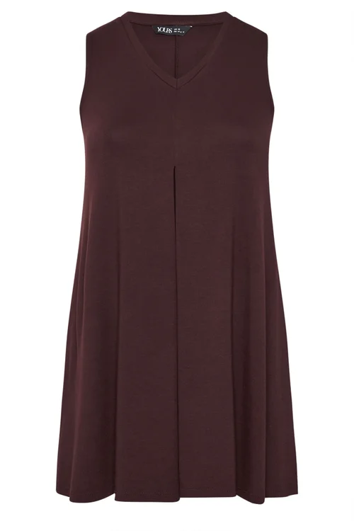 Yours Curve Chocolate Brown Pleat Front Vest Top - 20 Image 5