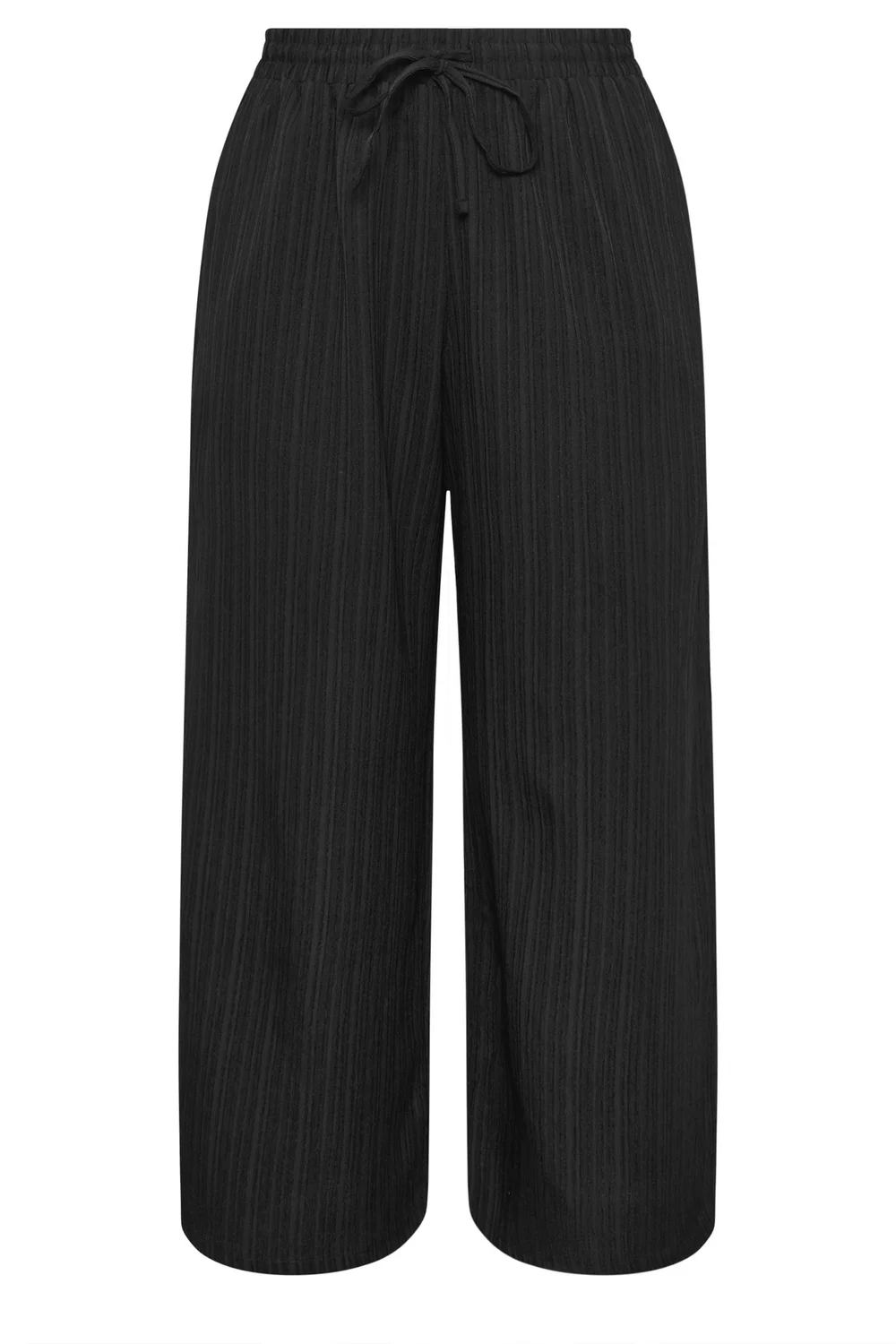 Yours Curve Black Wide Leg Textured Trousers - 18/L30 Image 5