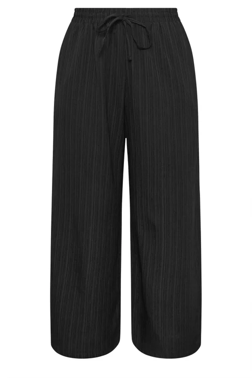 Yours Curve Black Wide Leg Textured Trousers - 18/L30 Image 5