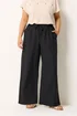 Yours Curve Black Wide Leg Textured Trousers - 18/L30 Image 2