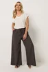 Yours Curve Brown Wide Leg Textured Trousers - 22-24/L28 Image 2
