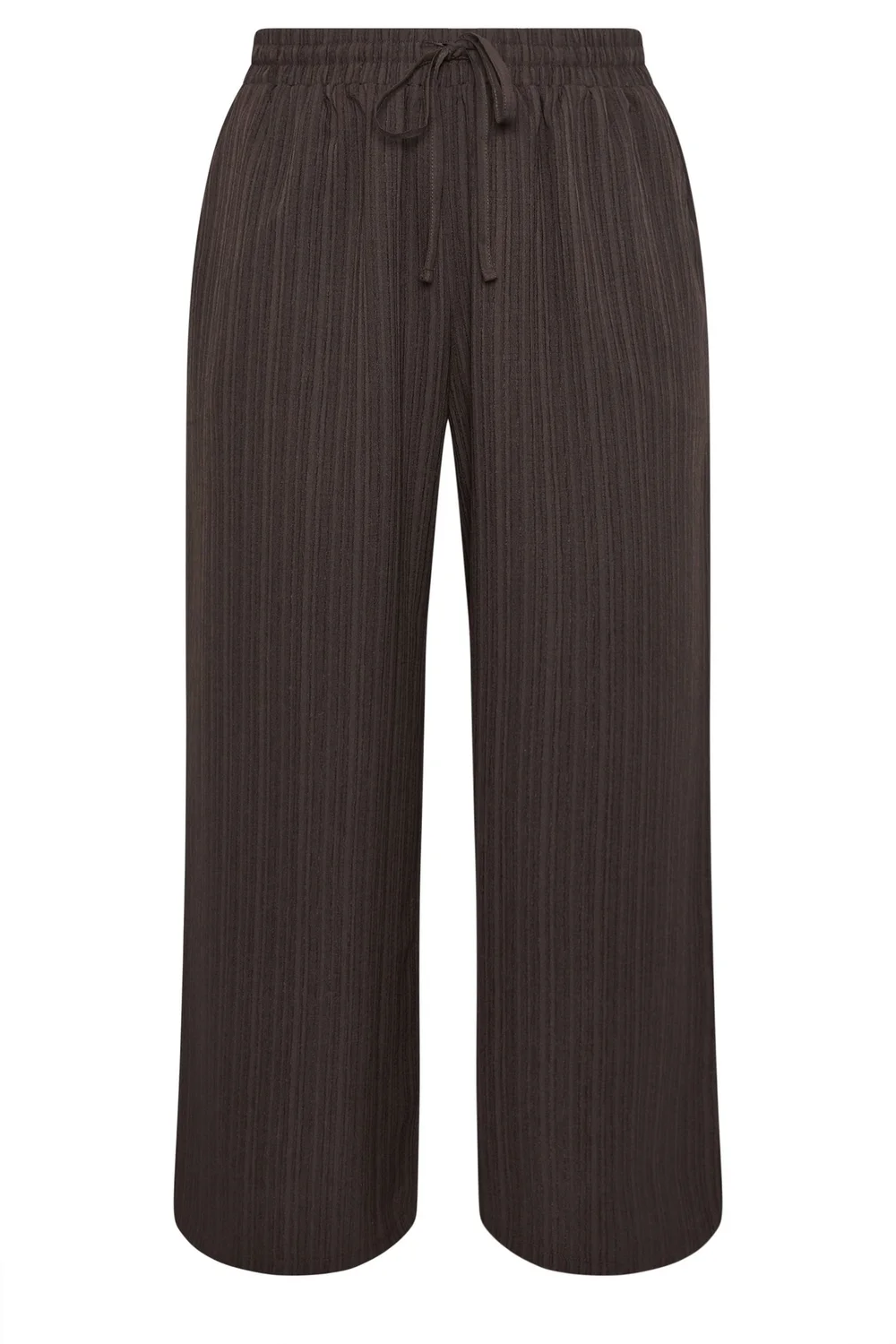 Yours Curve Brown Wide Leg Textured Trousers - 22-24/L28 Image 5