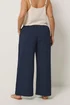 Yours Curve Navy Blue Wide Leg Textured Trousers - 26-28/L28 Image 3