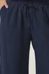 Yours Curve Navy Blue Wide Leg Textured Trousers - 26-28/L28 Image 4