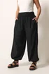 Yours Curve Black Harem Shirred Waist Trousers - 18 Image 1