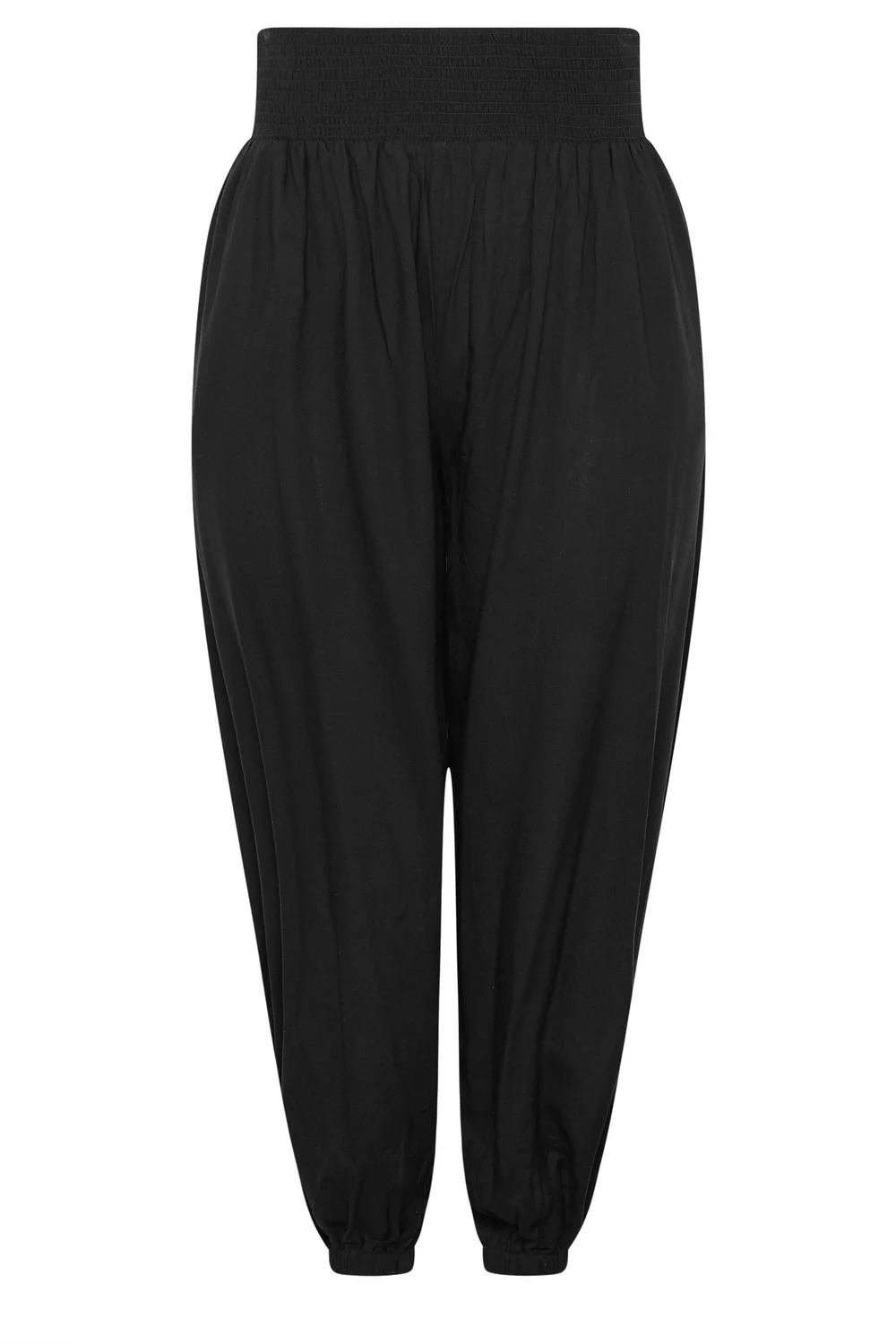 Yours Curve Black Harem Shirred Waist Trousers - 18 Image 5