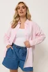 Yours Curve Pink Stripe Textured Shirt - 22-24 Image 1