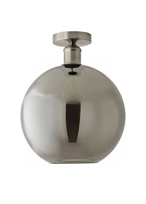 ValueLights Bellamy Smoke Glass Brushed Chrome Flush Ceiling Light - One Size Image 3